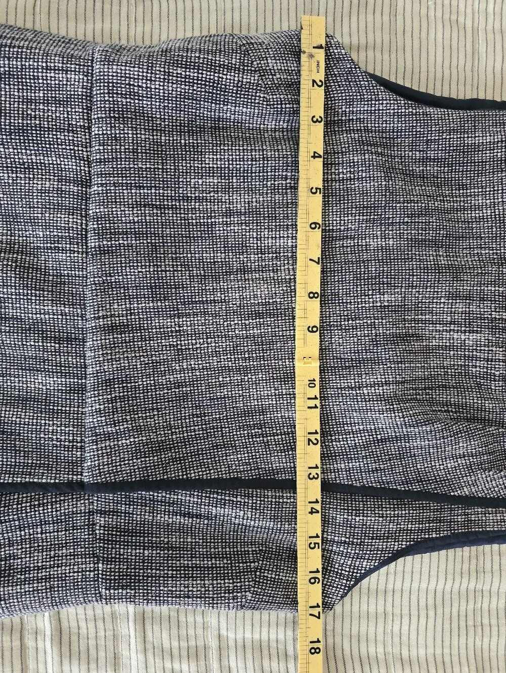 J Crew Suiting Navy Tweed A Line Faux Wrap Tank Pencil Dress Size 14
